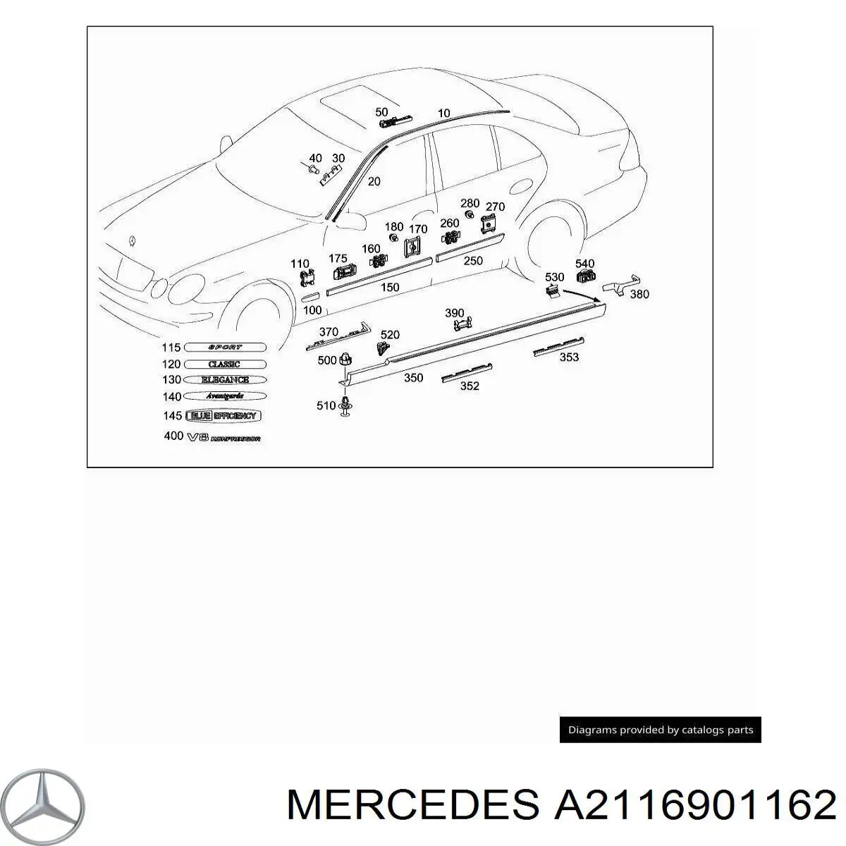 Молдинг задней левой двери A2116901162 Mercedes