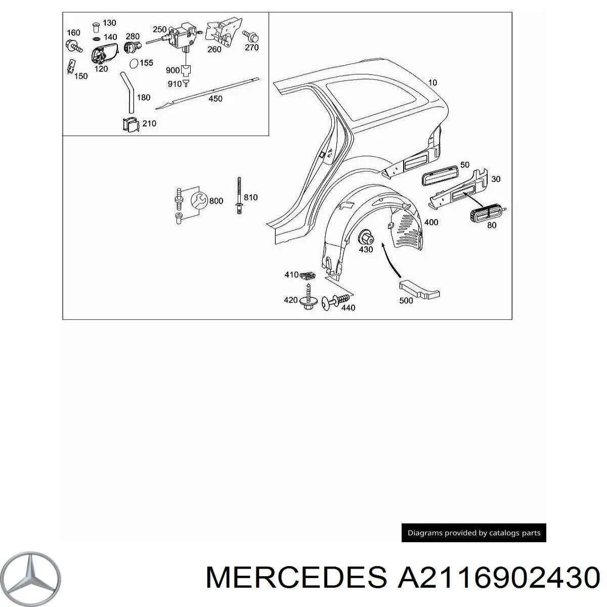 Подкрылок задний правый Mercedes 2116902430 цена, от 22.97 USD