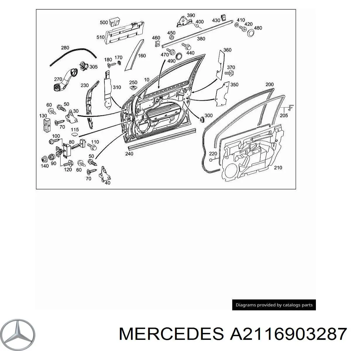 A2116903287 Mercedes молдинг двери передней правой