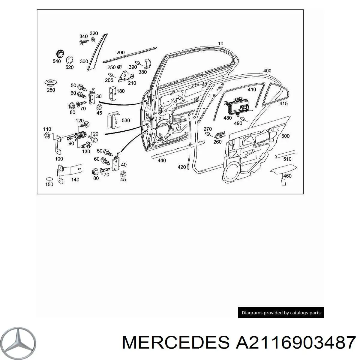 Moldura da porta traseira direita para Mercedes E (S211)
