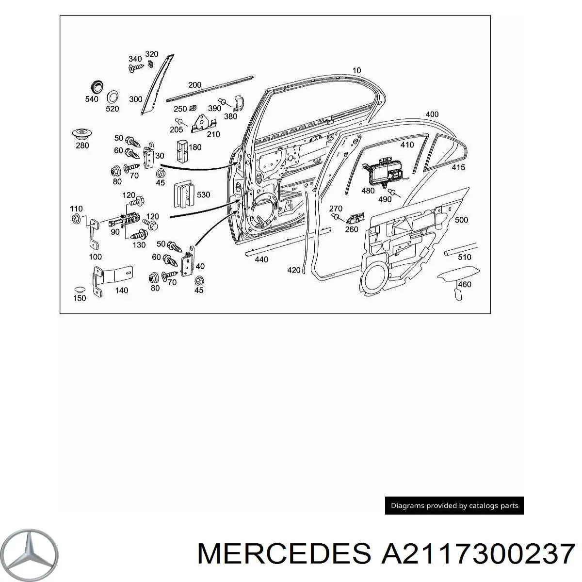 Петля задней двери, правой Mercedes A2117300237