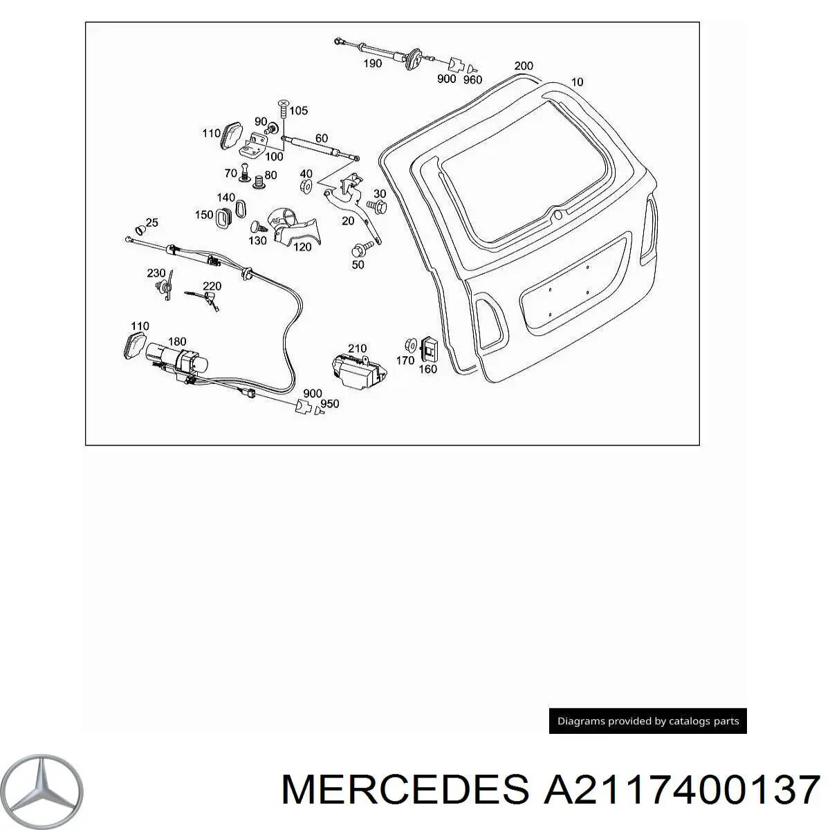 Навеска двери задней (и механизм уравновешивания замка двери задка) Mercedes A2117400137 цена, от 19.00 USD