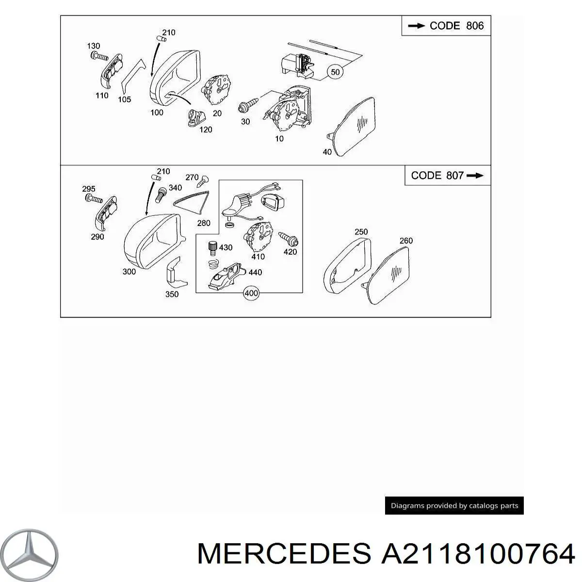 Накладка левого бокового зеркала Mercedes A2118100764 цена, от 44.44 USD