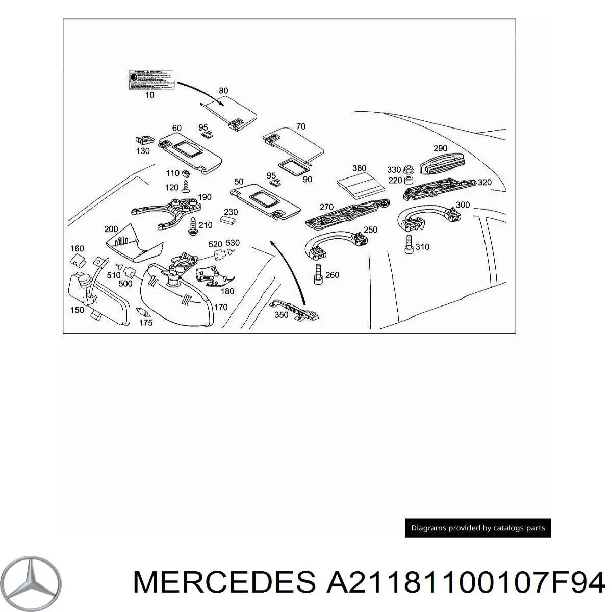 A21181100107F94 Mercedes Козырек противосолнечный