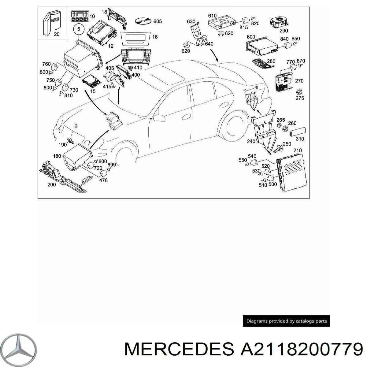 Купить A2118200079 Mercedes Заводская магнитола
