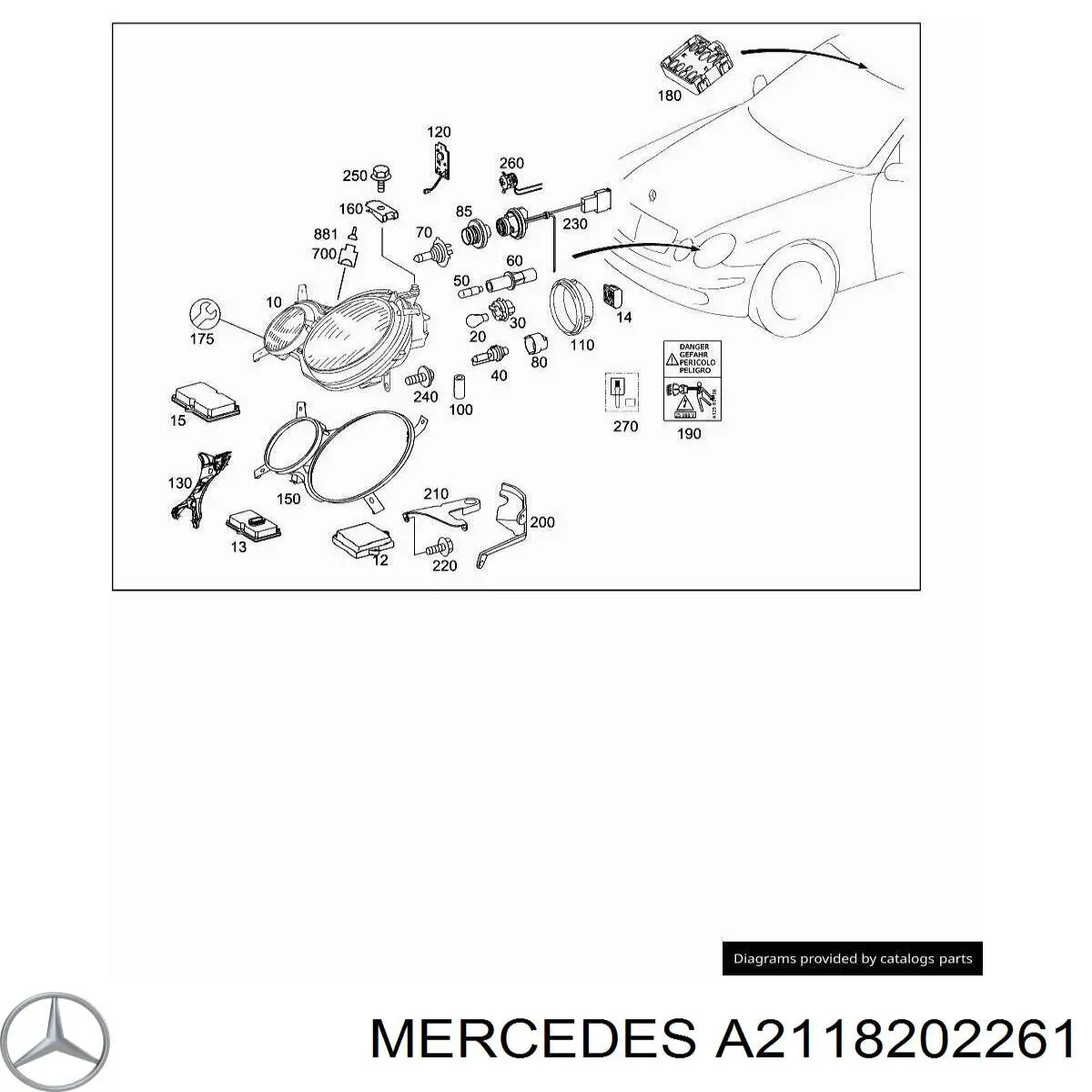 A2118202261 Mercedes luz direita