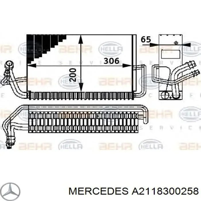 Испаритель кондиционера A2118300258 Mercedes