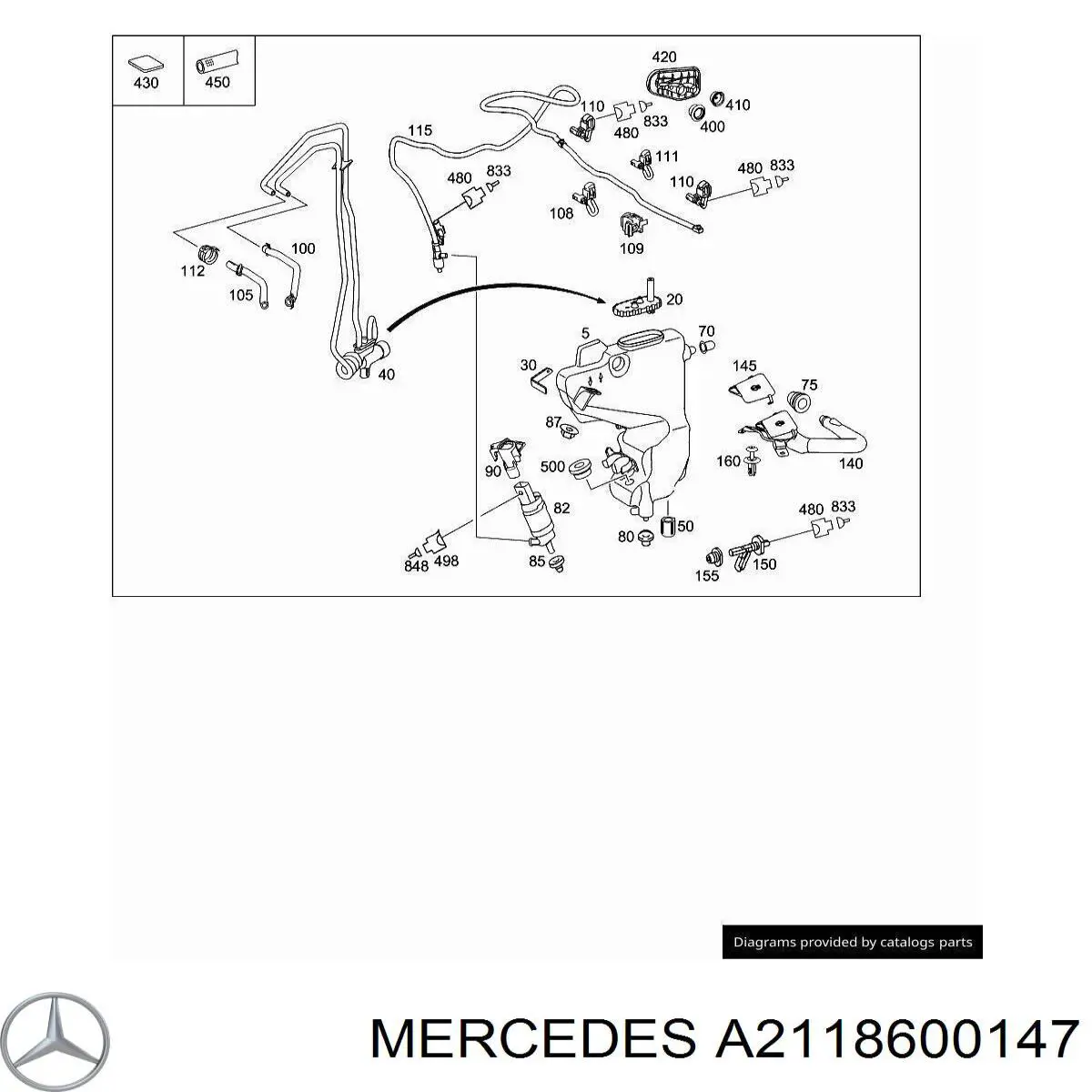Купить A2118600147 Mercedes Сопло омывателя лобового стекла