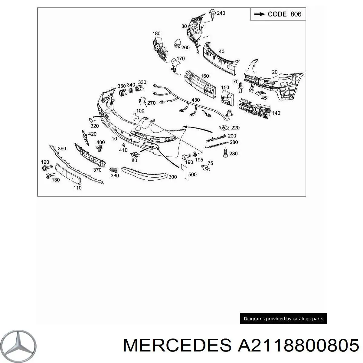 Купить 2118800805 Mercedes Накладка форсунки омывателя фары передней