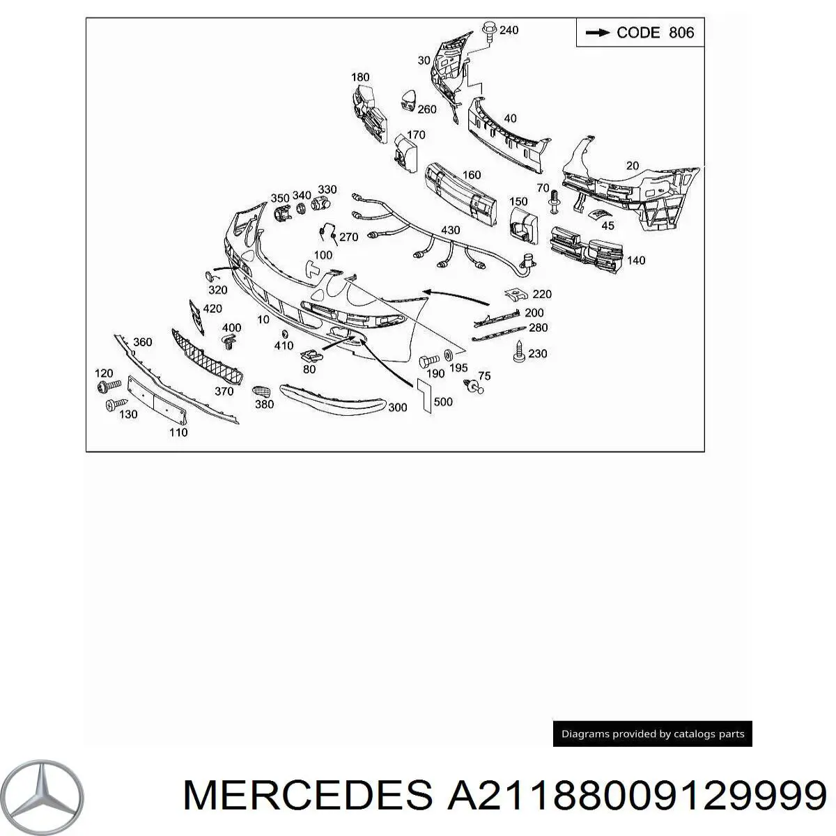 Молдинг бампера переднего левый A21188009129999 Mercedes