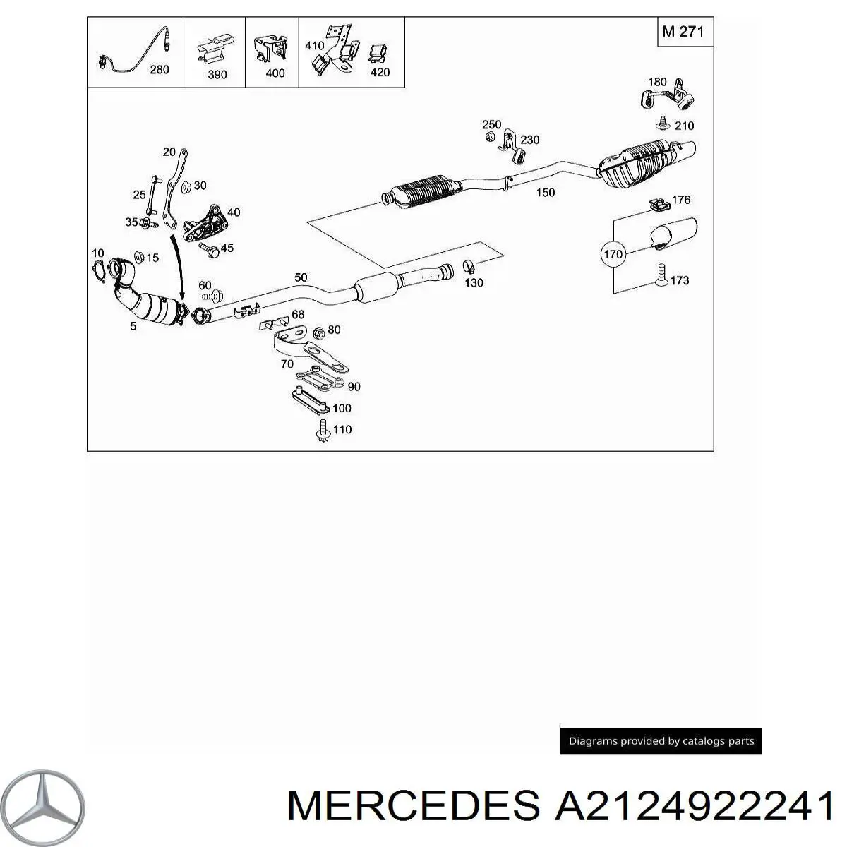Глушитель, задняя часть Mercedes A2124922241