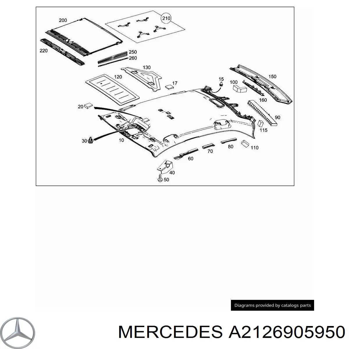 Купить 2126905950 Mercedes Обивка крыши (потолок)