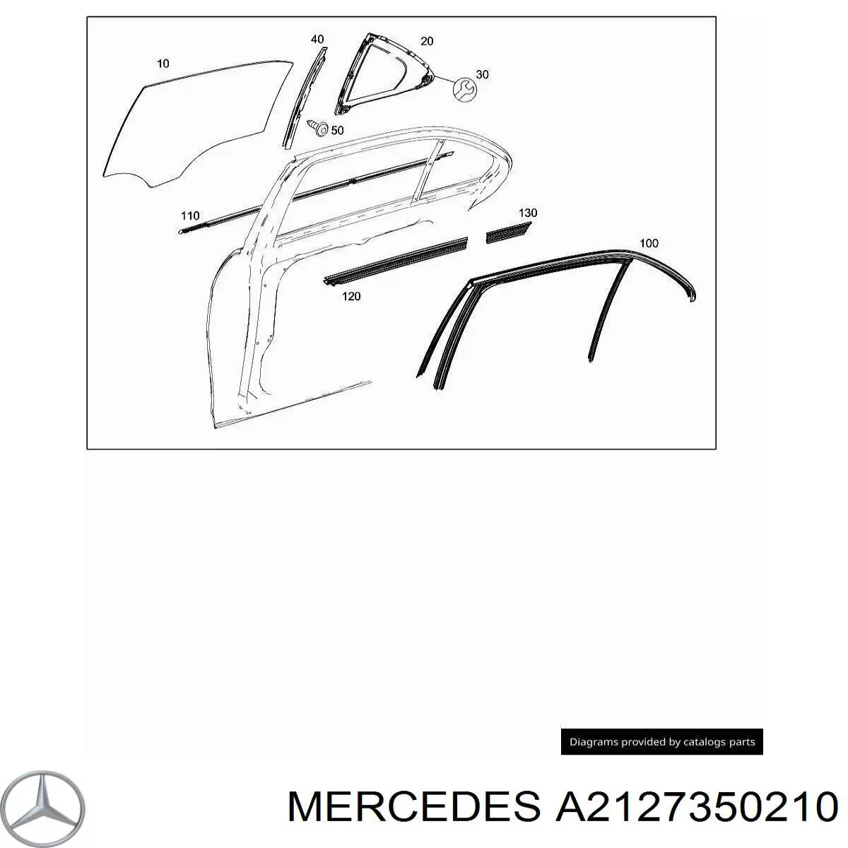A2127350210 Mercedes vidro da porta traseira direita
