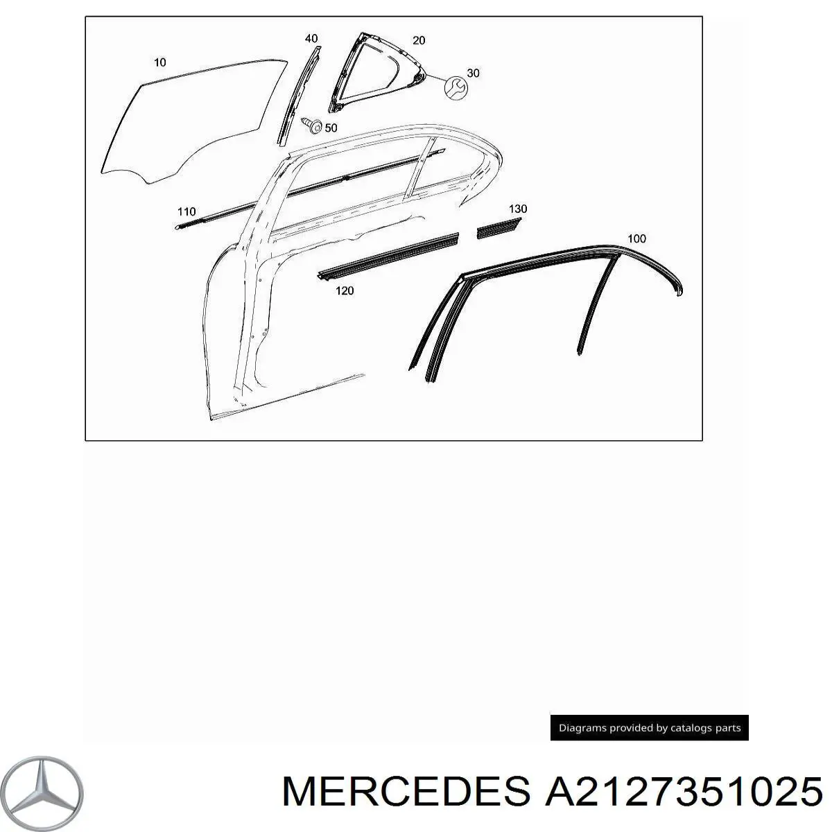 Направляющая стекла рамки двери, заднего правая на Mercedes E (W212)