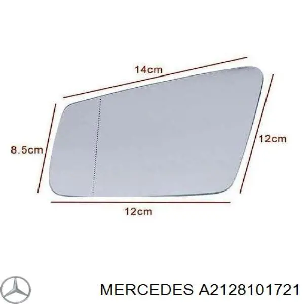 Купить 212810172164 Mercedes Стекло зеркала заднего вида, левого