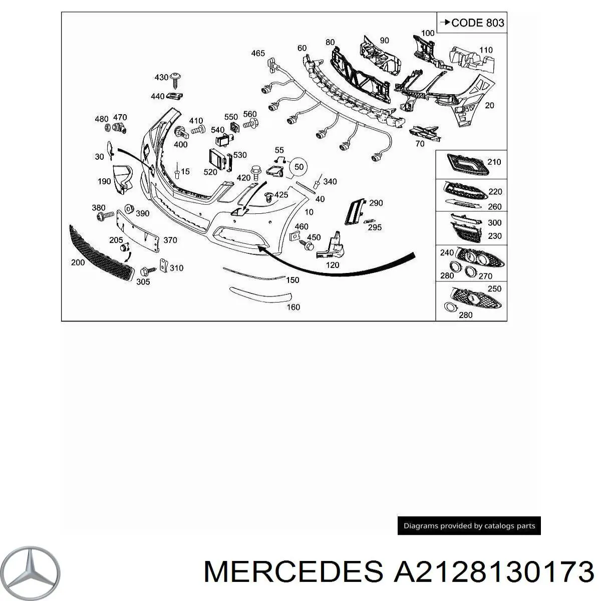 A2128130173 Mercedes borda (orla das luzes de nevoeiro esquerda)