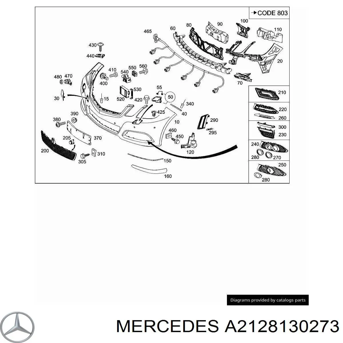 A2128130273 Mercedes borda (orla das luzes de nevoeiro direita)