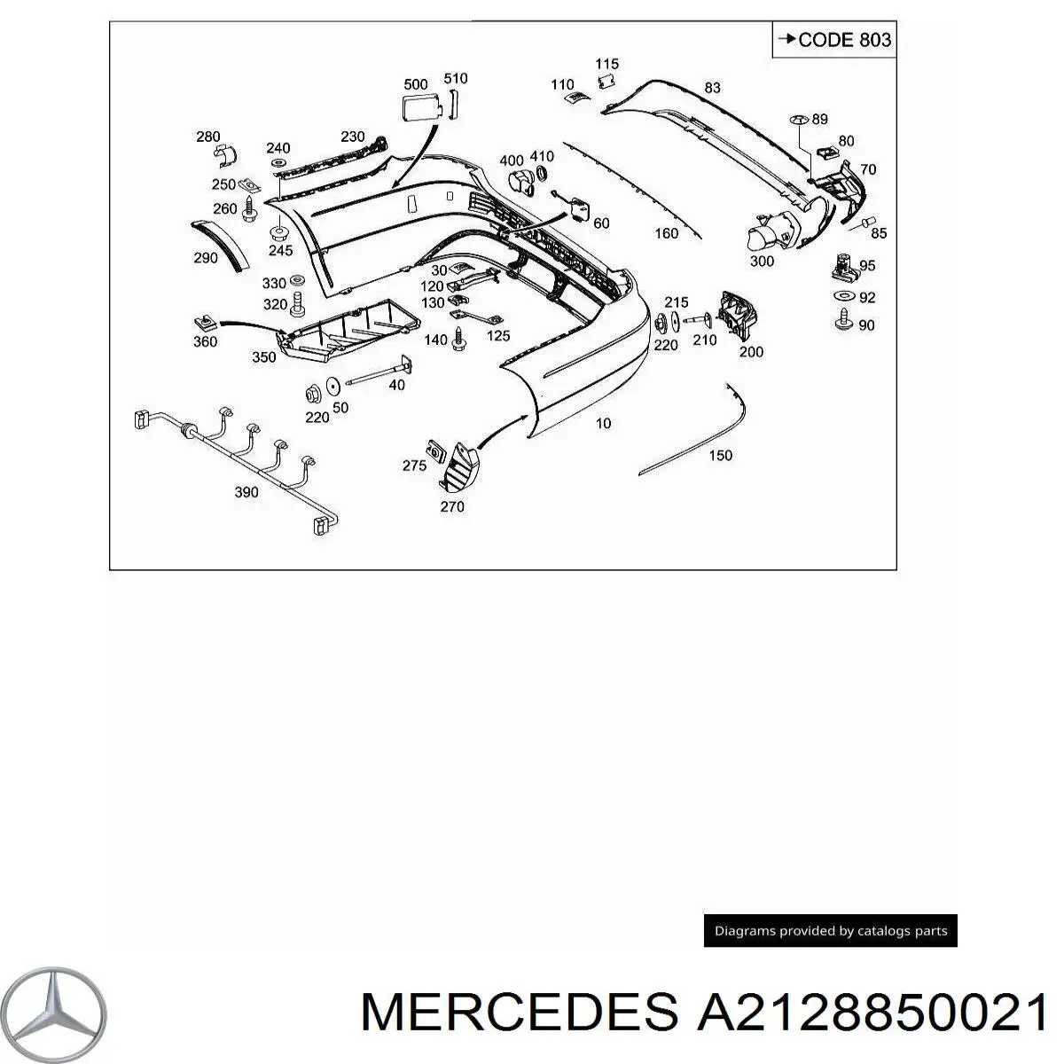 Накладка бампера заднего центральная Mercedes A2128850021 цена, от 21.81 USD