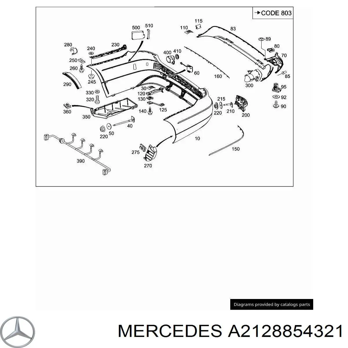 Молдинг бампера заднего центральный Mercedes A2128854321 цена, от 145.86 USD
