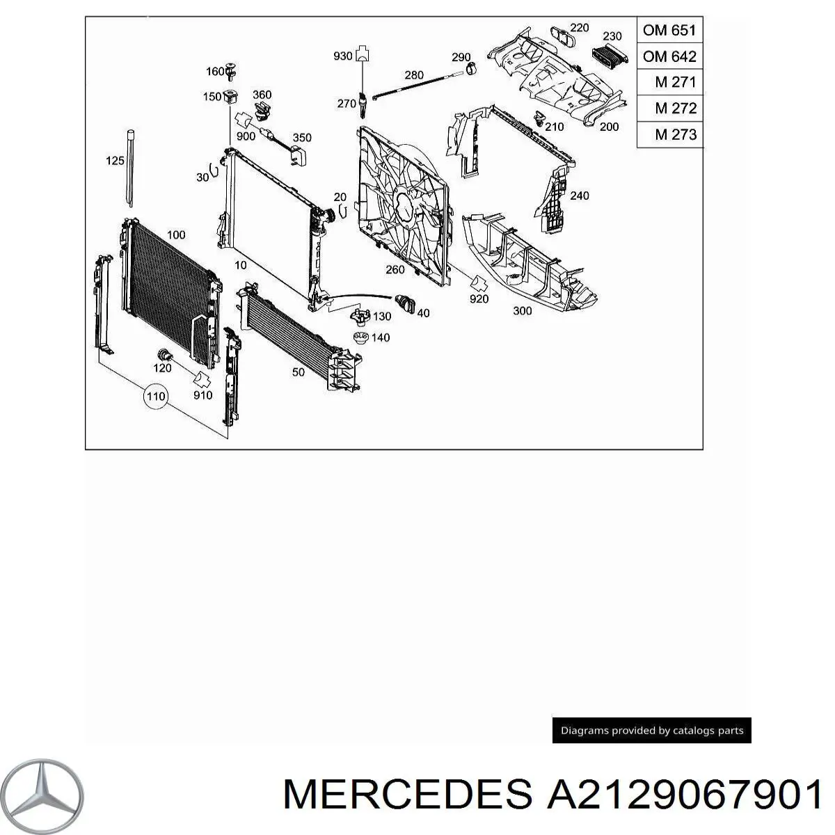 A2129067901 Mercedes диффузор радиатора охлаждения, в сборе с мотором и крыльчаткой