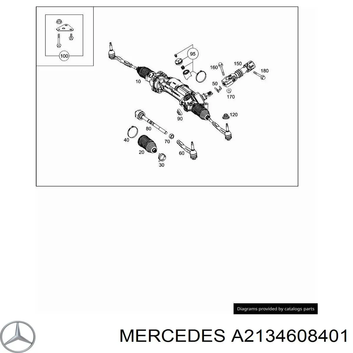 Реечный рулевой механизм Mercedes A2134608401 цена, от 481.43 USD