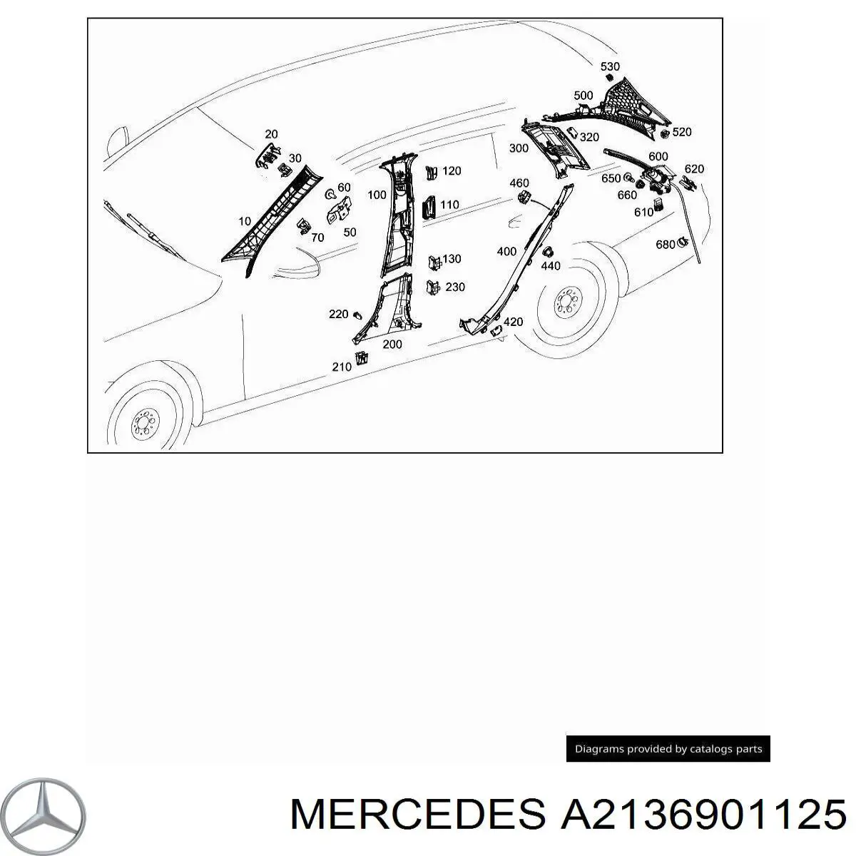 A2136901125 Mercedes Обшивка стойки кузова внутренняя средняя нижняя левая