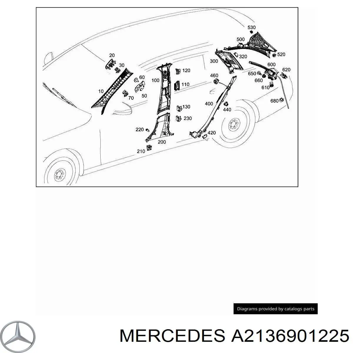 A2136901225 Mercedes Обшивка стойки кузова внутренняя средняя нижняя правая