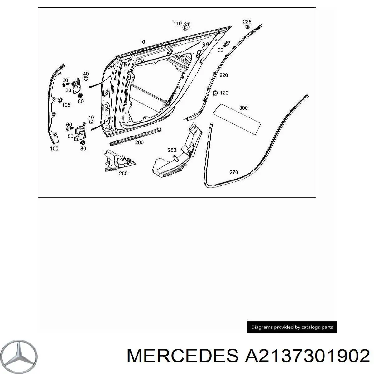 Купить A2137301902 Mercedes Завеса двери задней левой