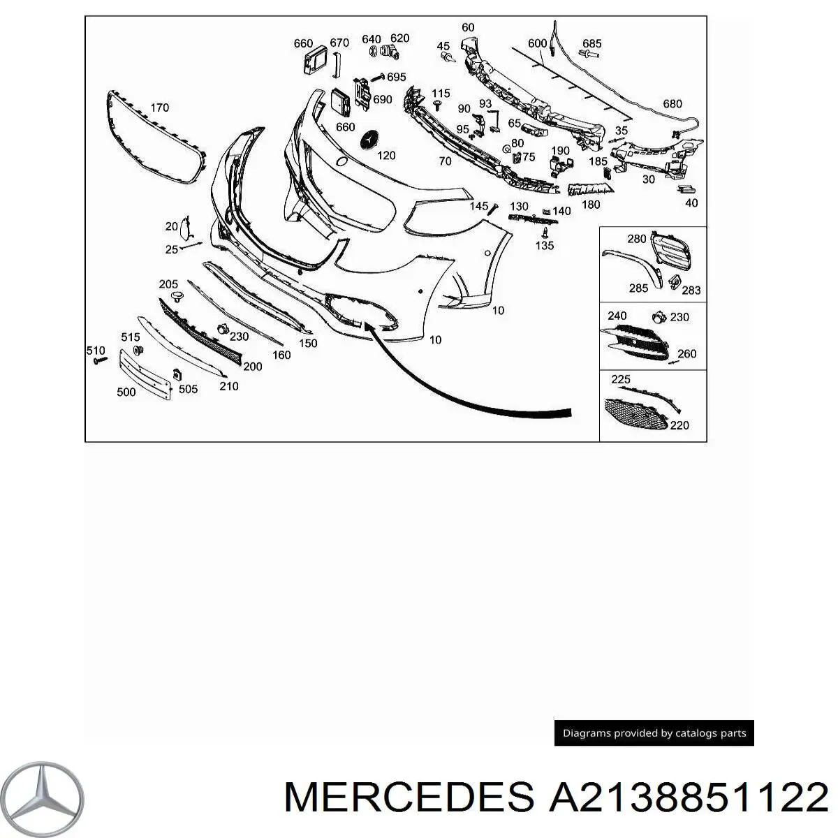 Заглушка ПТФ бампера переднего левая Mercedes A2138851122 цена, от 25.81 USD