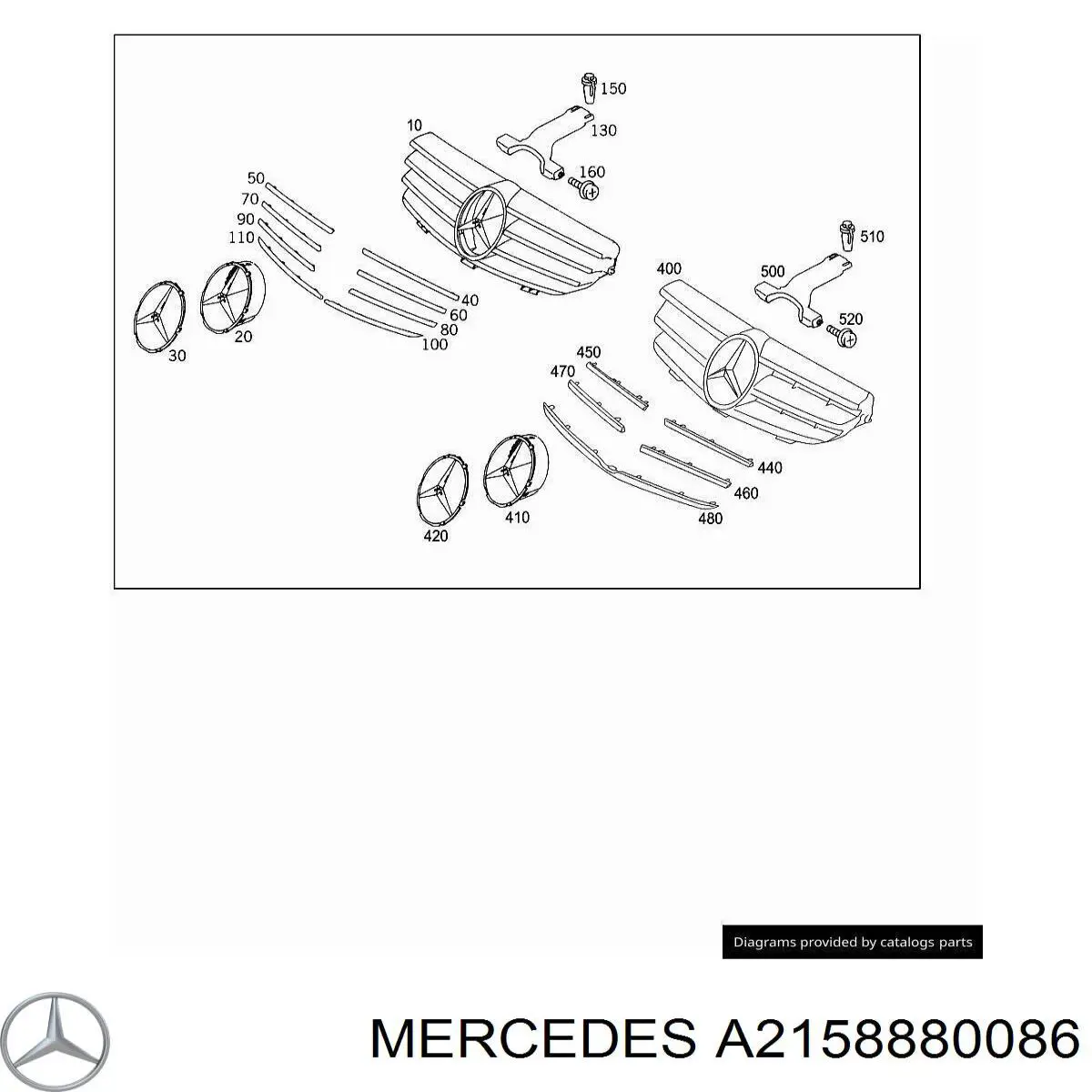 Эмблема на решетку радиатора на Mercedes CLS-Class (C219)