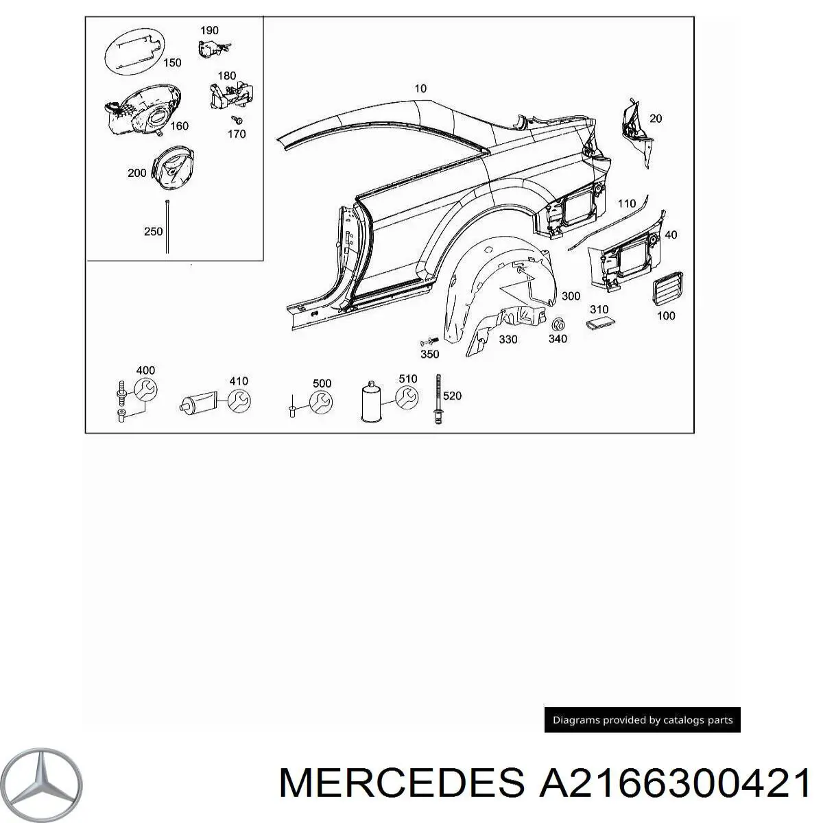 Крыло заднее правое на Mercedes S (C216)
