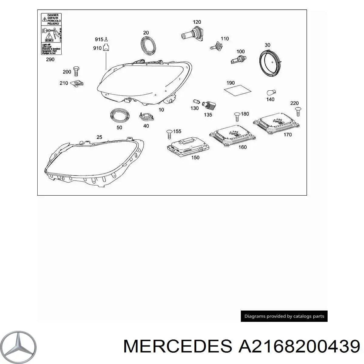 Правая блок фара Mercedes A2168200439 цена, от 1292.31 USD