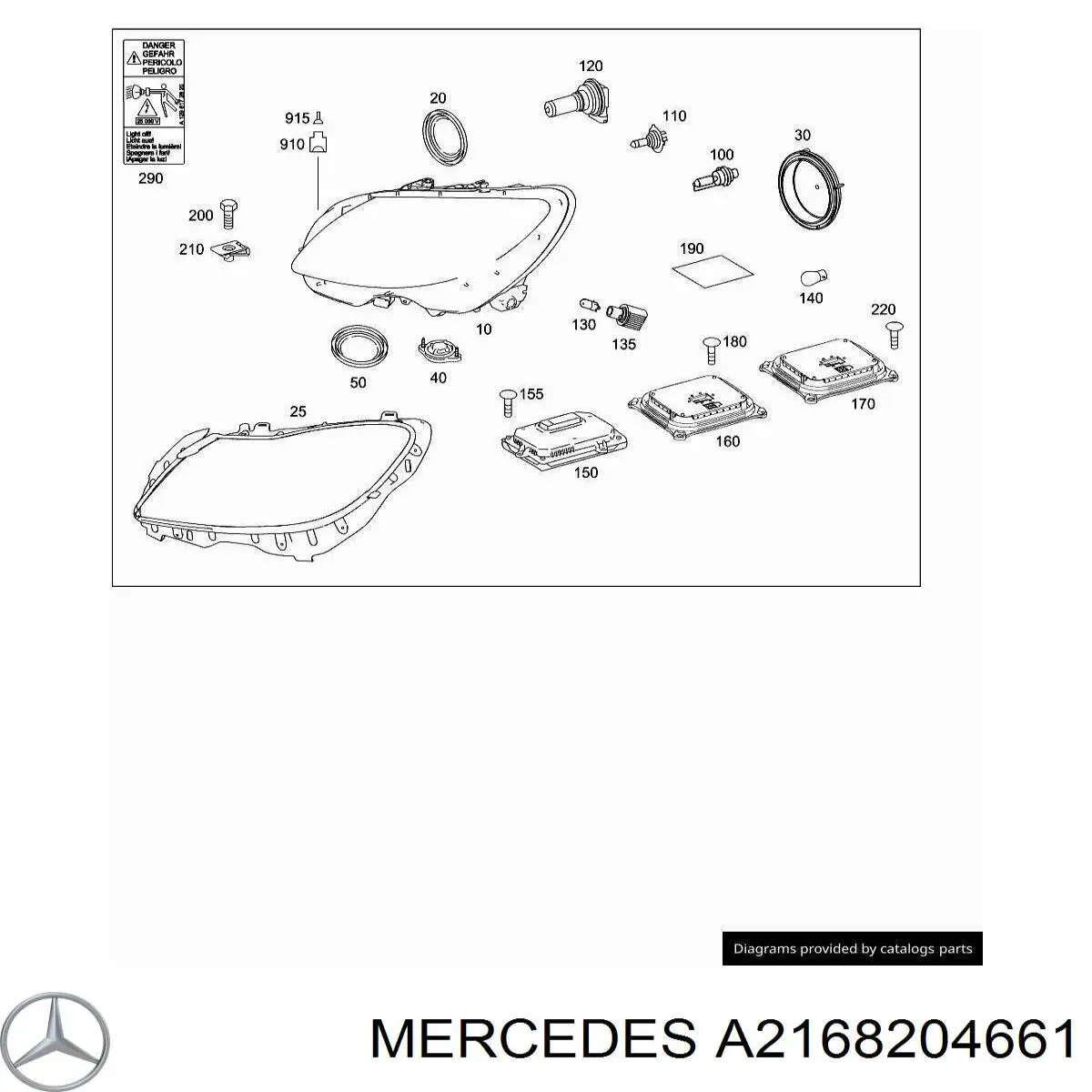 Фара правая 2168204661 Mercedes