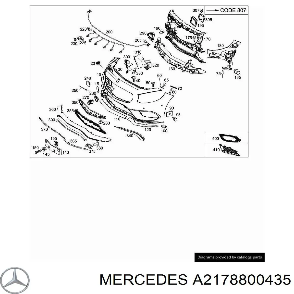A2178800435 Mercedes Наполнитель бампера переднего