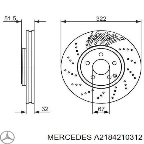 A2184210312 Mercedes Диск тормозной передний