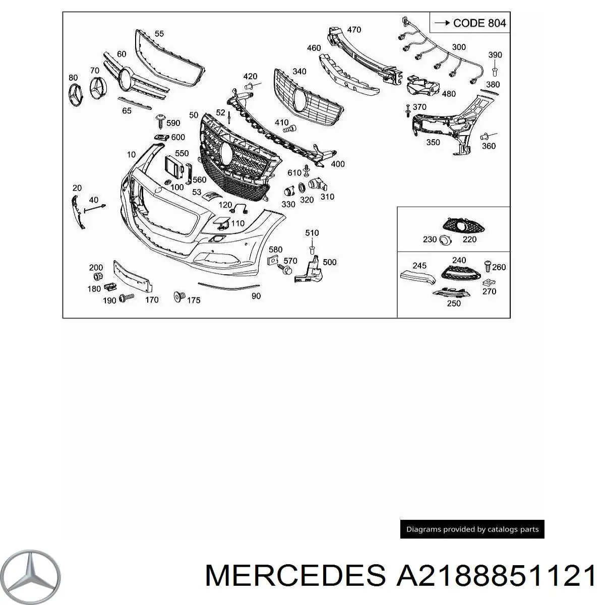 A2188851121 Mercedes Левое крепление переднего бампера
