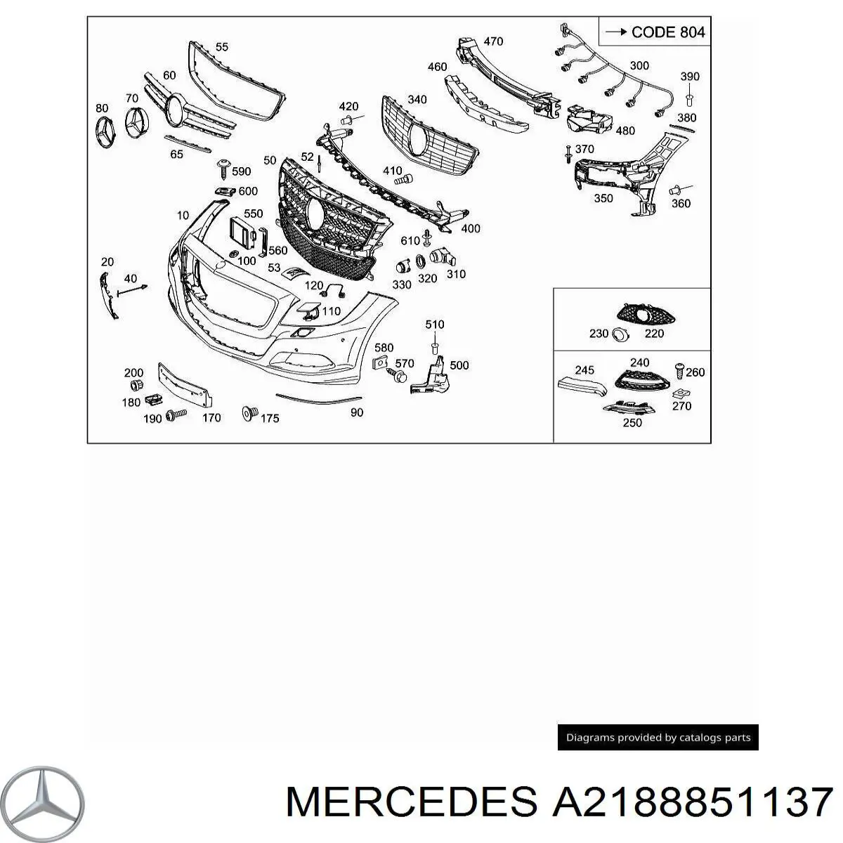 A2188851137 Mercedes Наполнитель бампера переднего