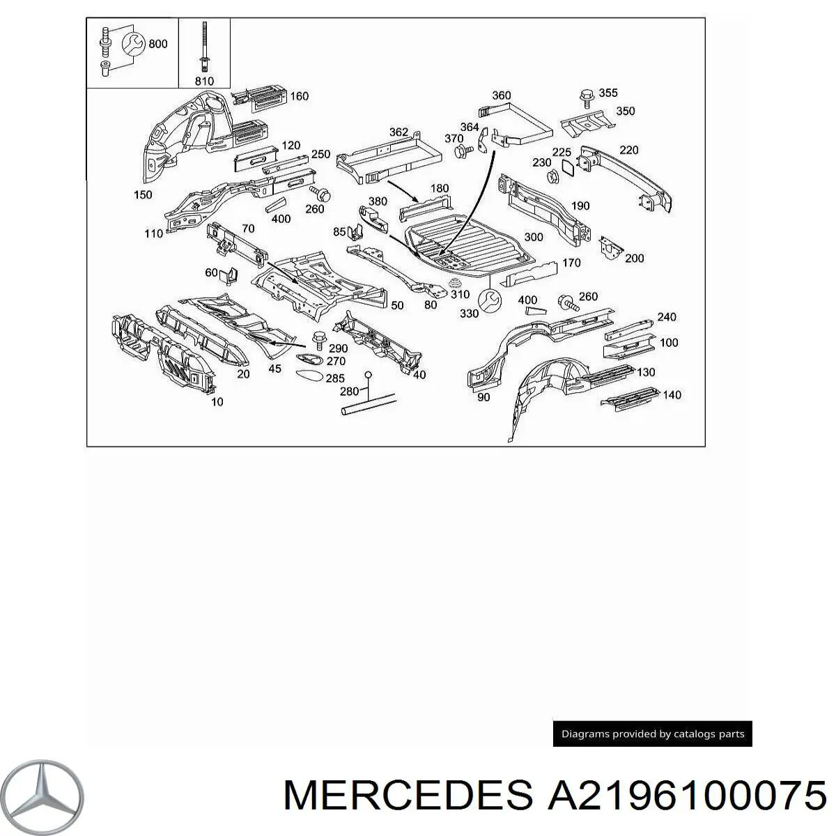 A2196100075 Mercedes fundo de porta-malas (nicho da roda de recambio)