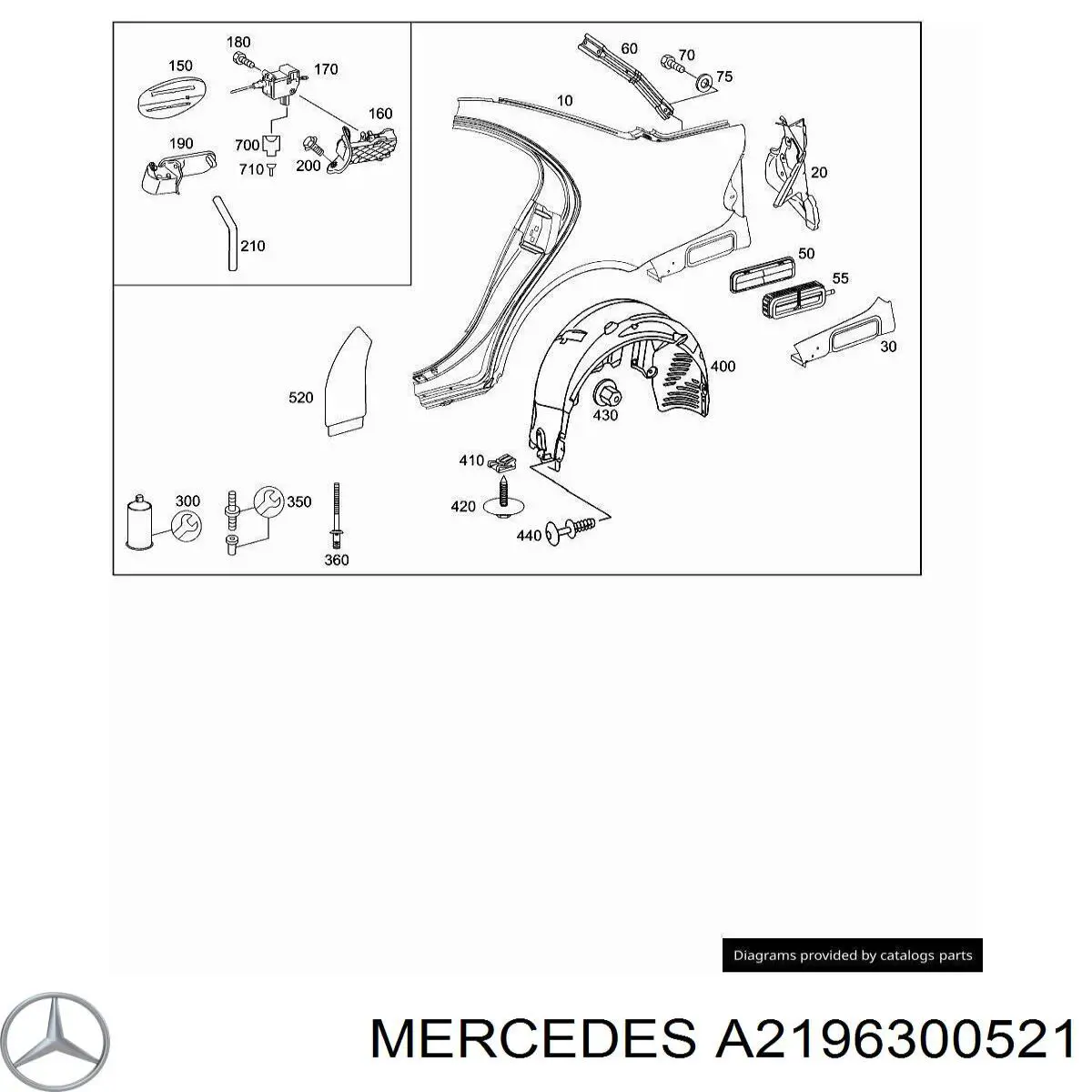 Pára-lama traseiro esquerdo para Mercedes CLS (C219)