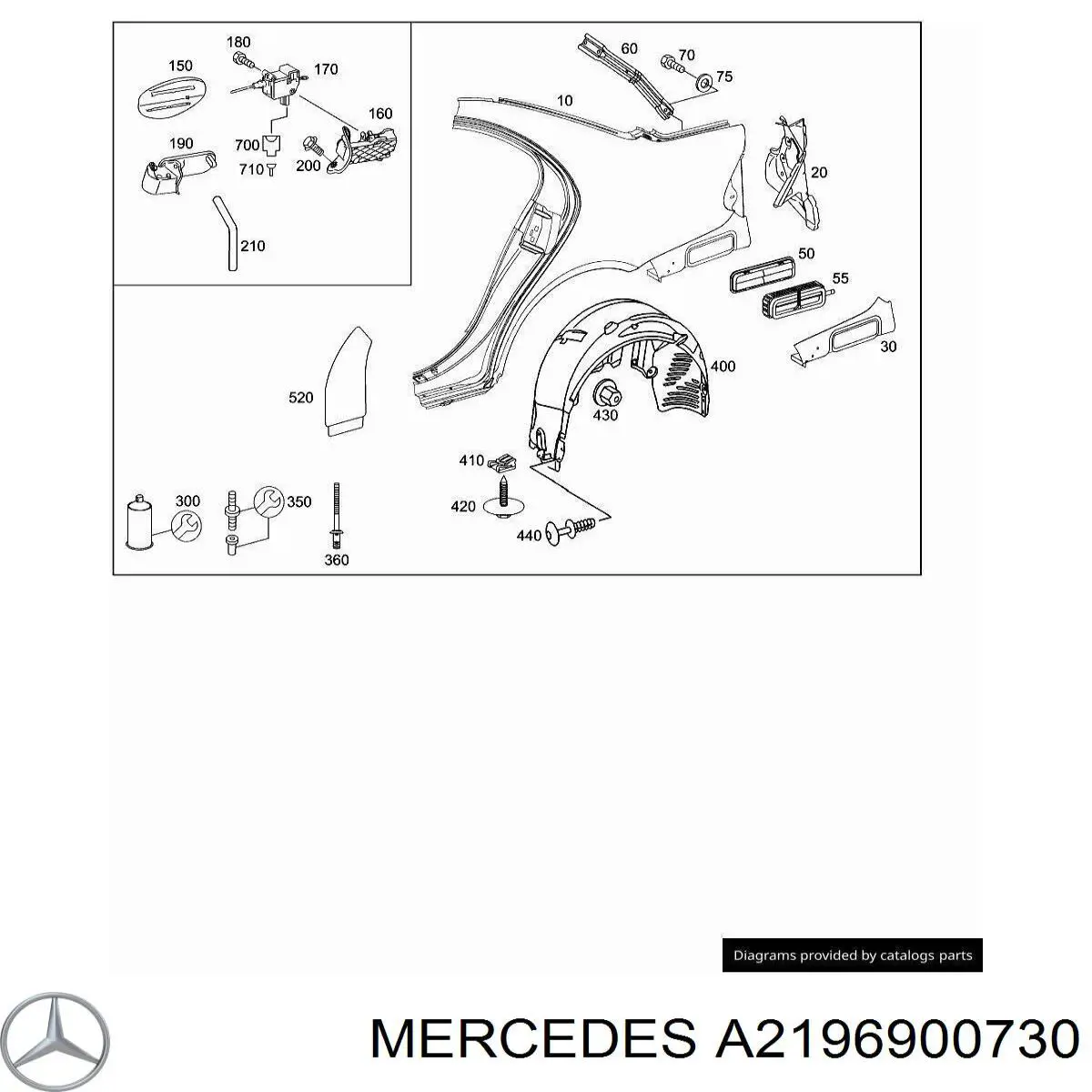 A2196900730 Mercedes подкрылок крыла заднего левый