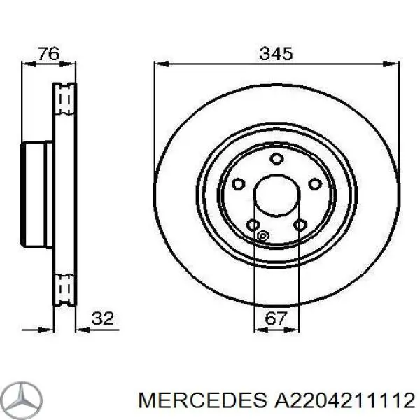 Купить A2204211112 Mercedes Ротор тормозной