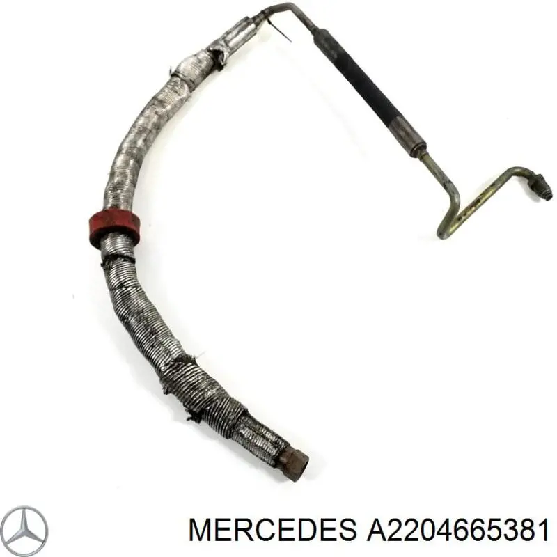 A2204665381 Mercedes mangueira da direção hidrâulica assistida de pressão alta desde a bomba até a régua (do mecanismo)