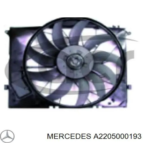 A2205000193 Mercedes difusor do radiador de esfriamento, montado com motor e roda de aletas