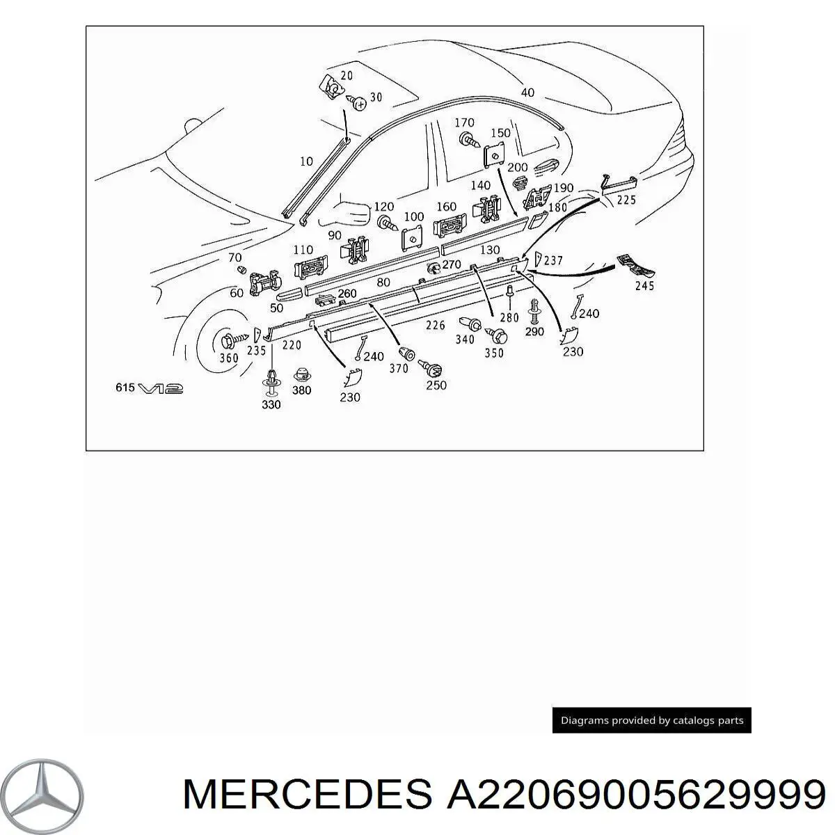 Moldura da porta dianteira esquerda superior para Mercedes S (W220)