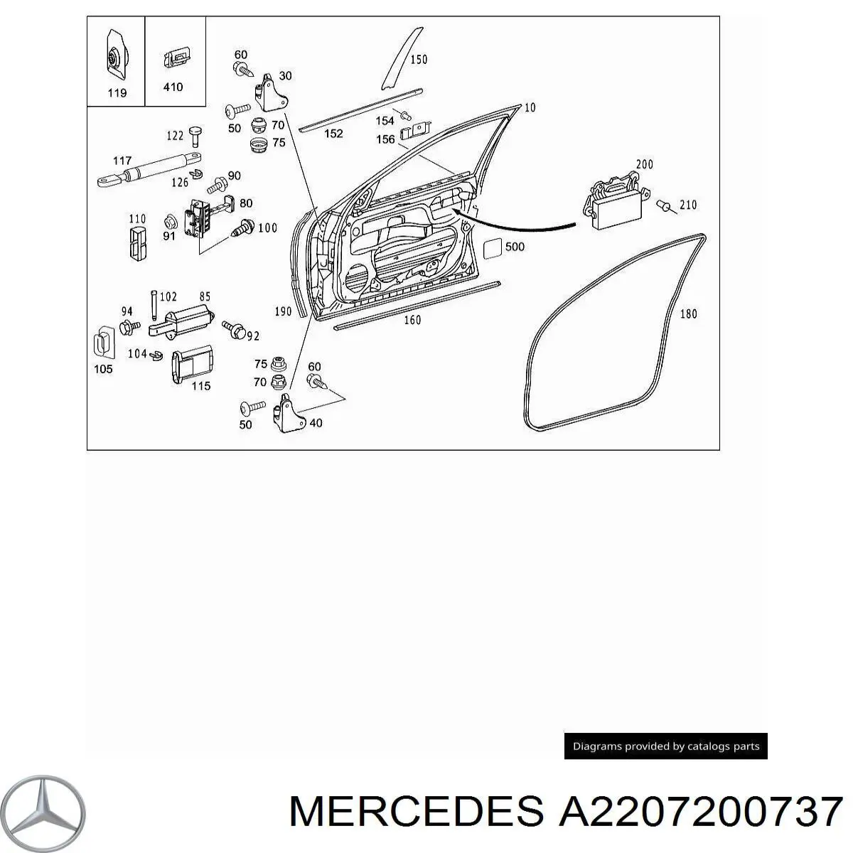Купить A2207200737 Mercedes Петля водительской двери