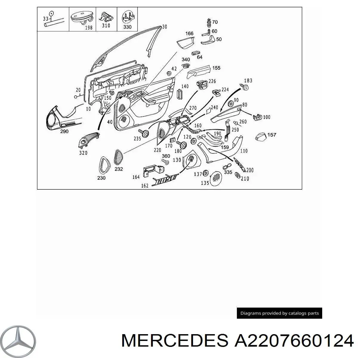 2207660124 Mercedes ручка двери передней внутренняя левая