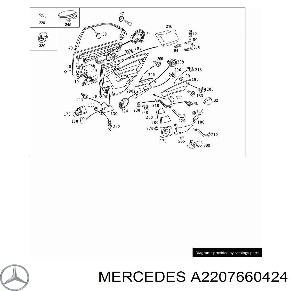 A2207660424 Mercedes ручка двери передней внутренняя правая