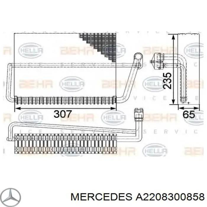A2208300858 Mercedes испаритель кондиционера
