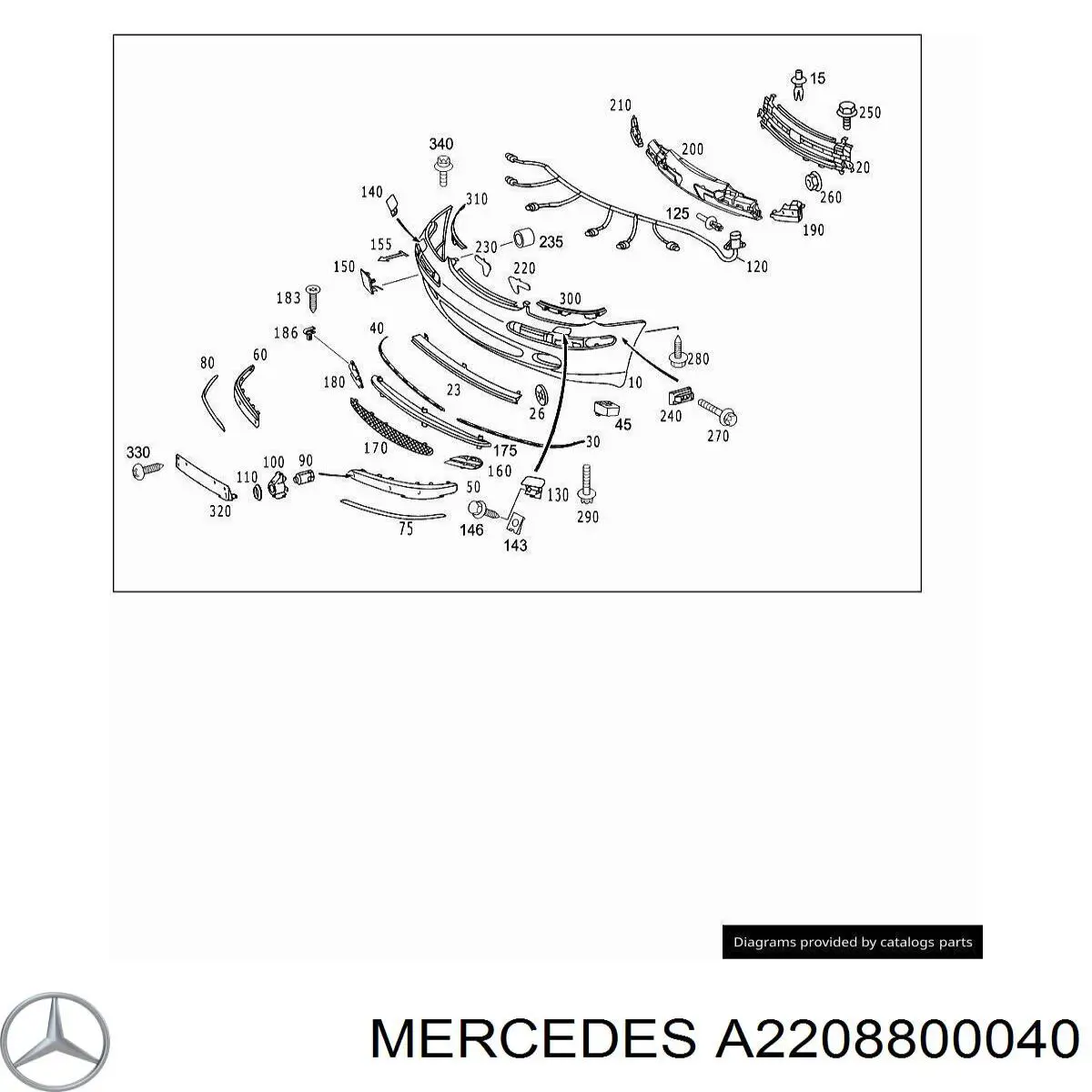 2208800040 Mercedes pára-choque dianteiro