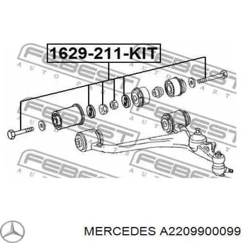 Болт крепления переднего рычага A2209900099 Mercedes